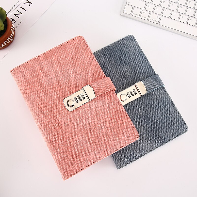 Password Notebook Paper Lockable Portable Book PU Leather Diary Lock Traveler Journal Weekly Planner School Stationery Gifts
